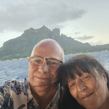 Selfie on a boat in Bora Bora
