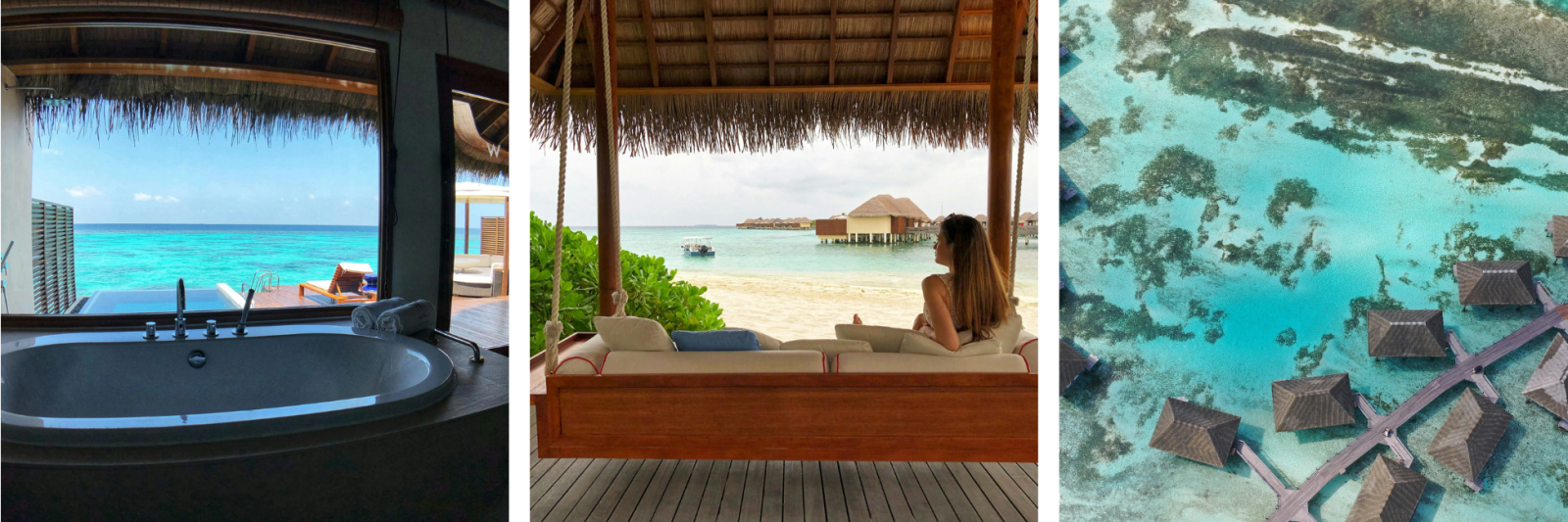 Maldives hotel collage. Overwater villas.